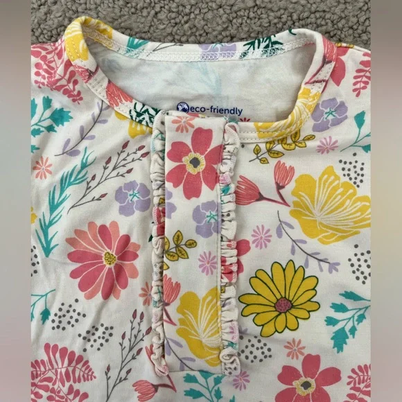 Magnetic Me Kids Ruffle Placket Foot Twotie Pajama Set -Primrose Cottage Modal - Picture 4 of 7